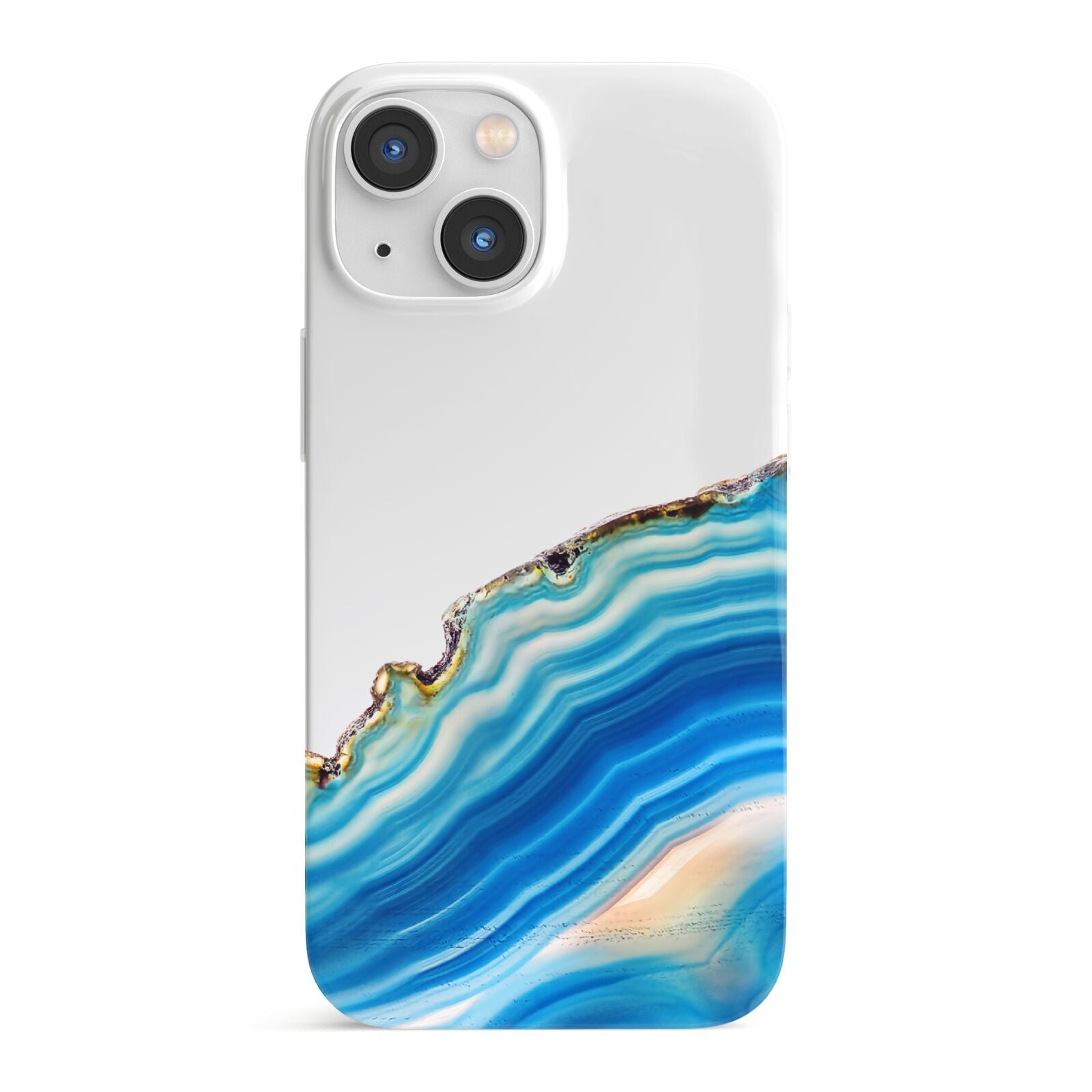 Agate Pale Blue and Bright Blue iPhone 13 Mini Full Wrap 3D Snap Case