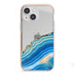 Agate Pale Blue and Bright Blue iPhone 13 Mini TPU Impact Case with Pink Edges