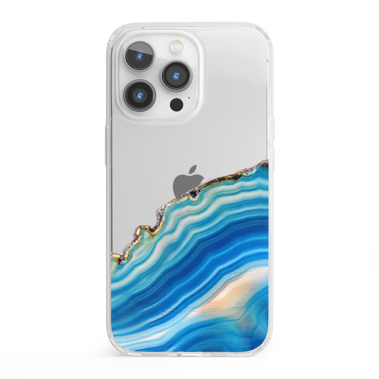 Agate Pale Blue and Bright Blue iPhone 13 Pro Clear Bumper Case