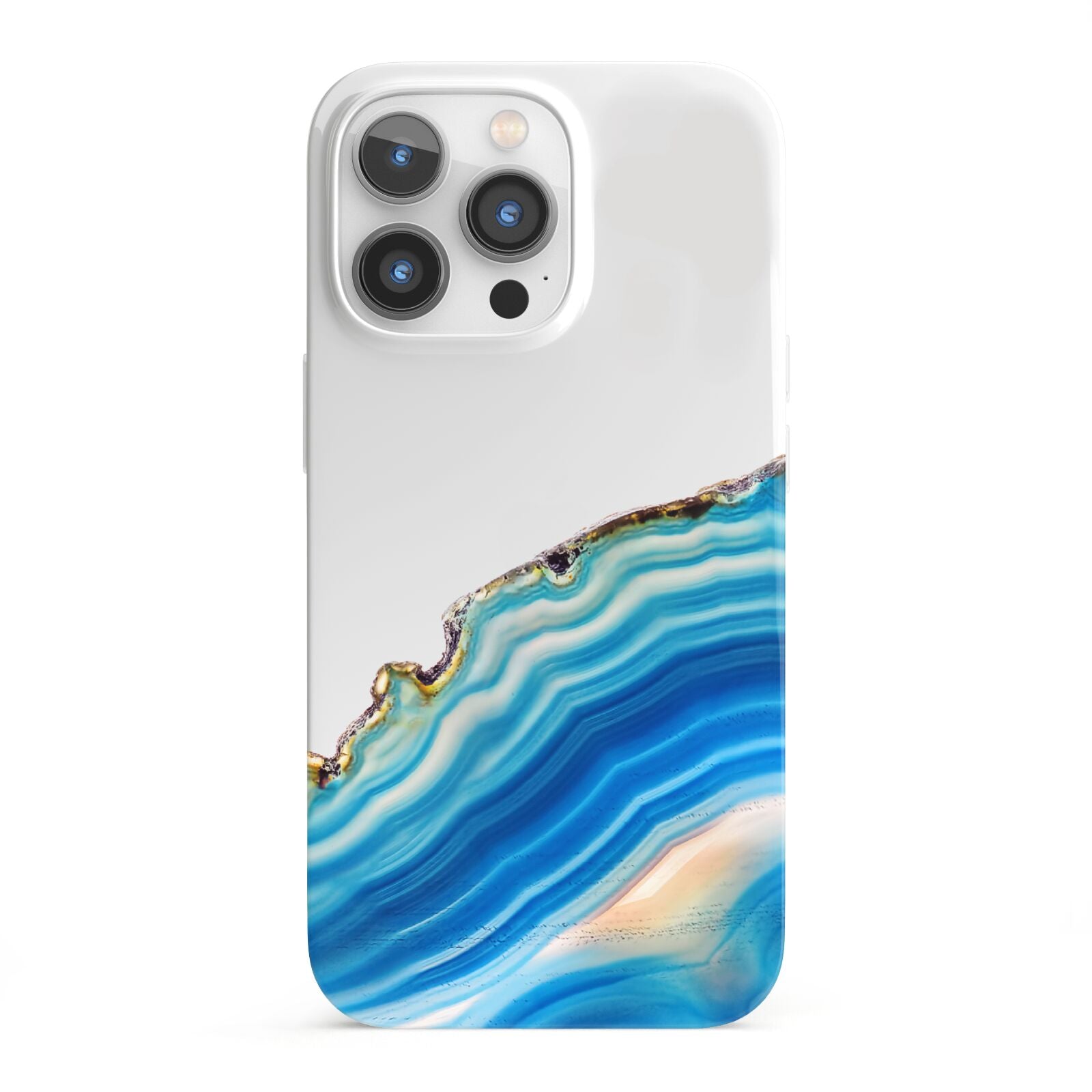 Agate Pale Blue and Bright Blue iPhone 13 Pro Full Wrap 3D Snap Case