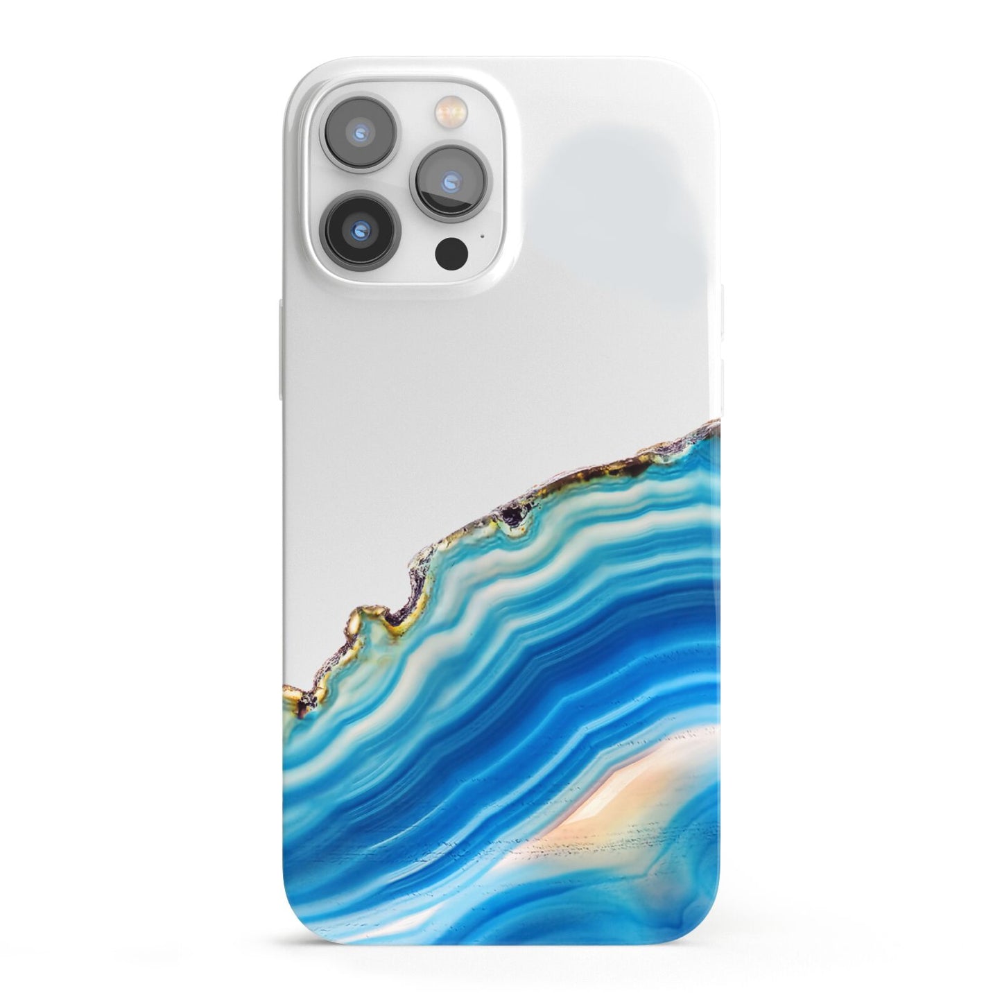 Agate Pale Blue and Bright Blue iPhone 13 Pro Max Full Wrap 3D Snap Case
