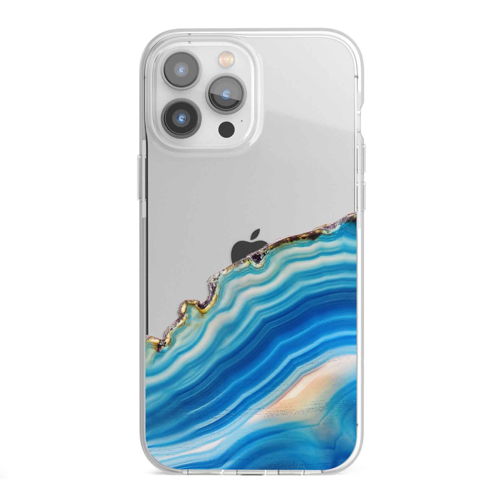 Agate Pale Blue and Bright Blue iPhone 13 Pro Max TPU Impact Case with White Edges