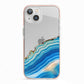 Agate Pale Blue and Bright Blue iPhone 13 TPU Impact Case with Pink Edges
