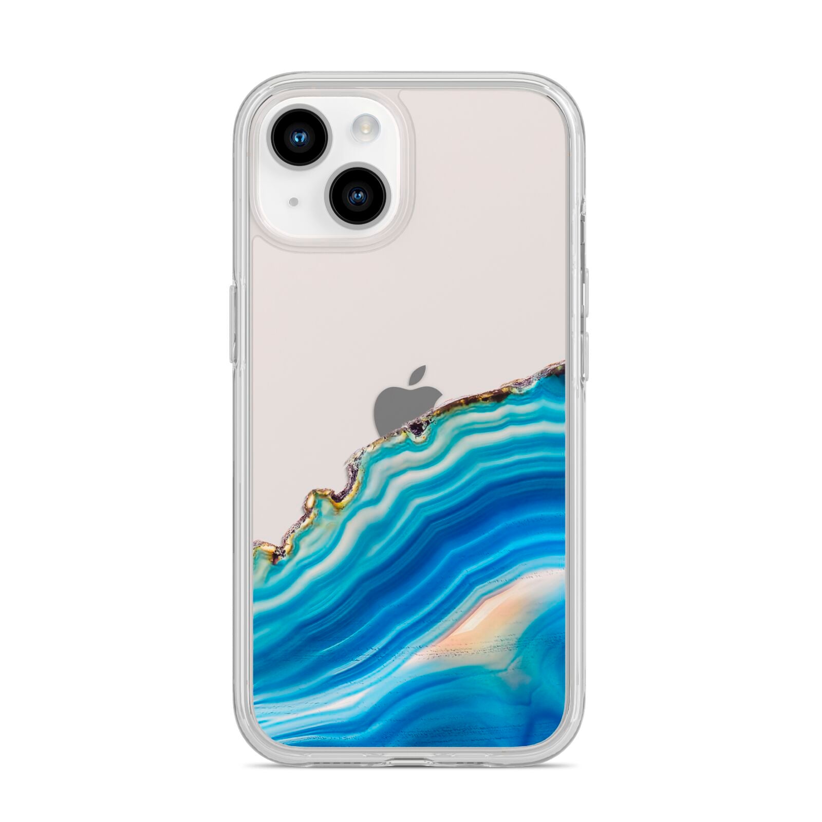 Agate Pale Blue and Bright Blue iPhone 14 Clear Tough Case Starlight
