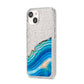 Agate Pale Blue and Bright Blue iPhone 14 Glitter Tough Case Starlight Angled Image