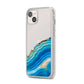 Agate Pale Blue and Bright Blue iPhone 14 Plus Clear Tough Case Starlight Angled Image