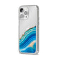 Agate Pale Blue and Bright Blue iPhone 14 Pro Max Clear Tough Case Silver Angled Image