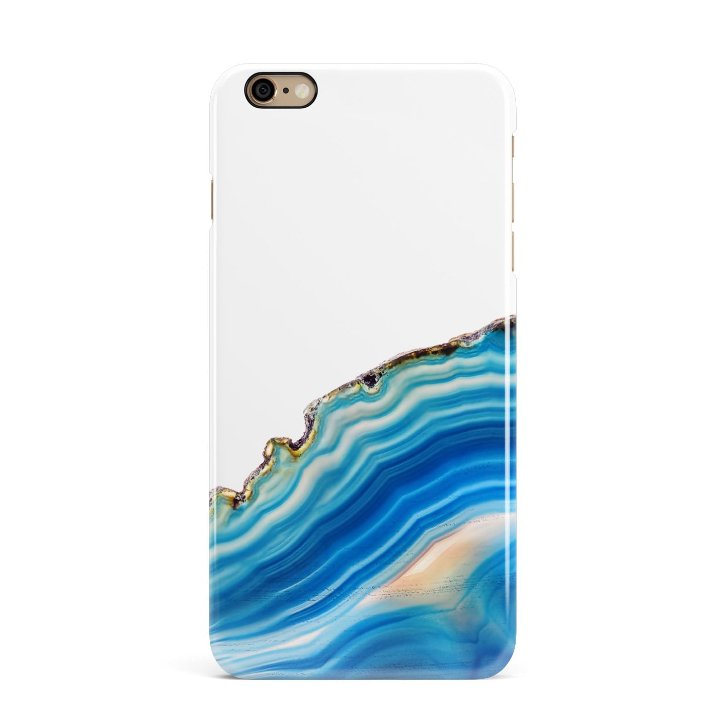 Agate Pale Blue and Bright Blue iPhone 6 Plus 3D Snap Case on Gold Phone