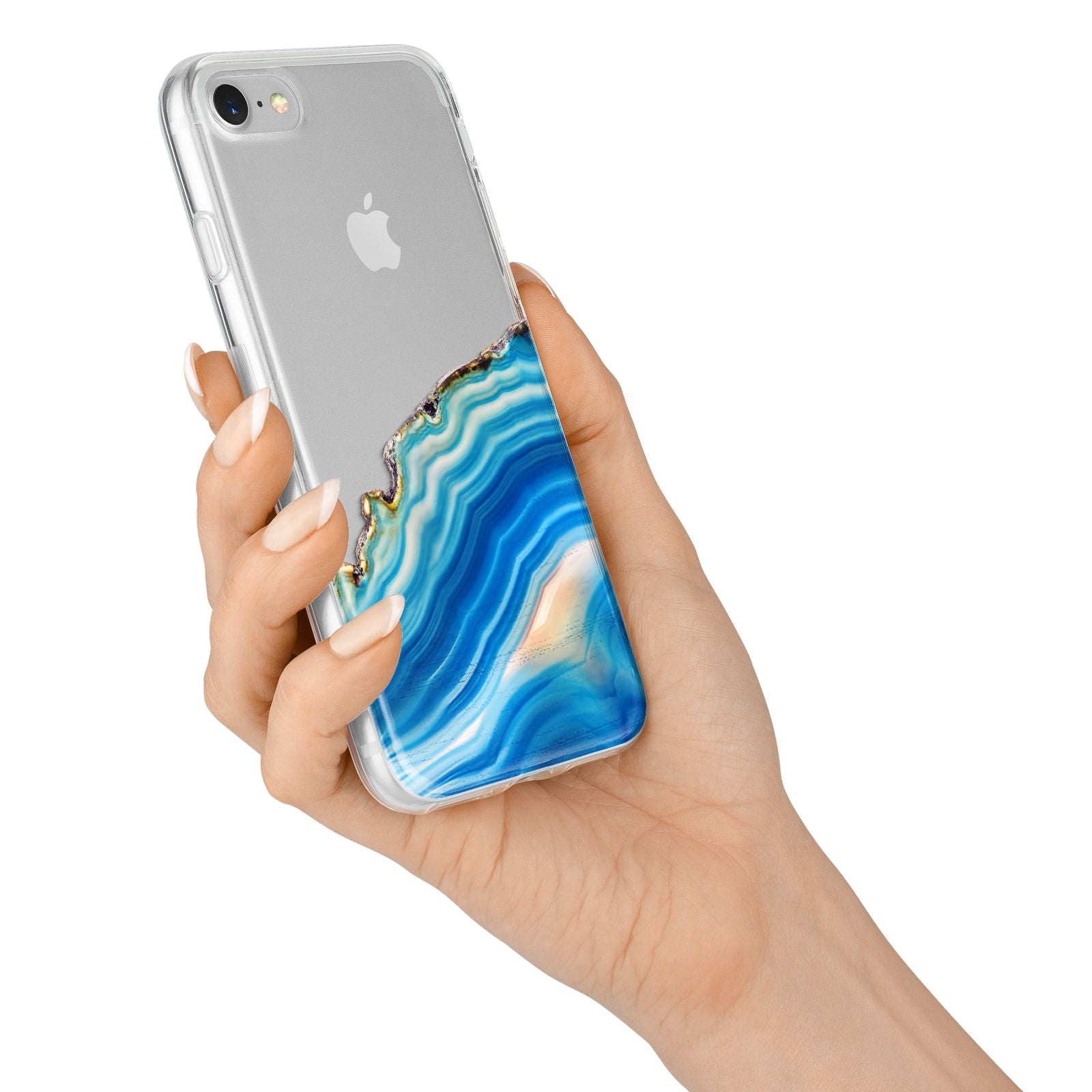 Agate Pale Blue and Bright Blue iPhone 7 Bumper Case on Silver iPhone Alternative Image