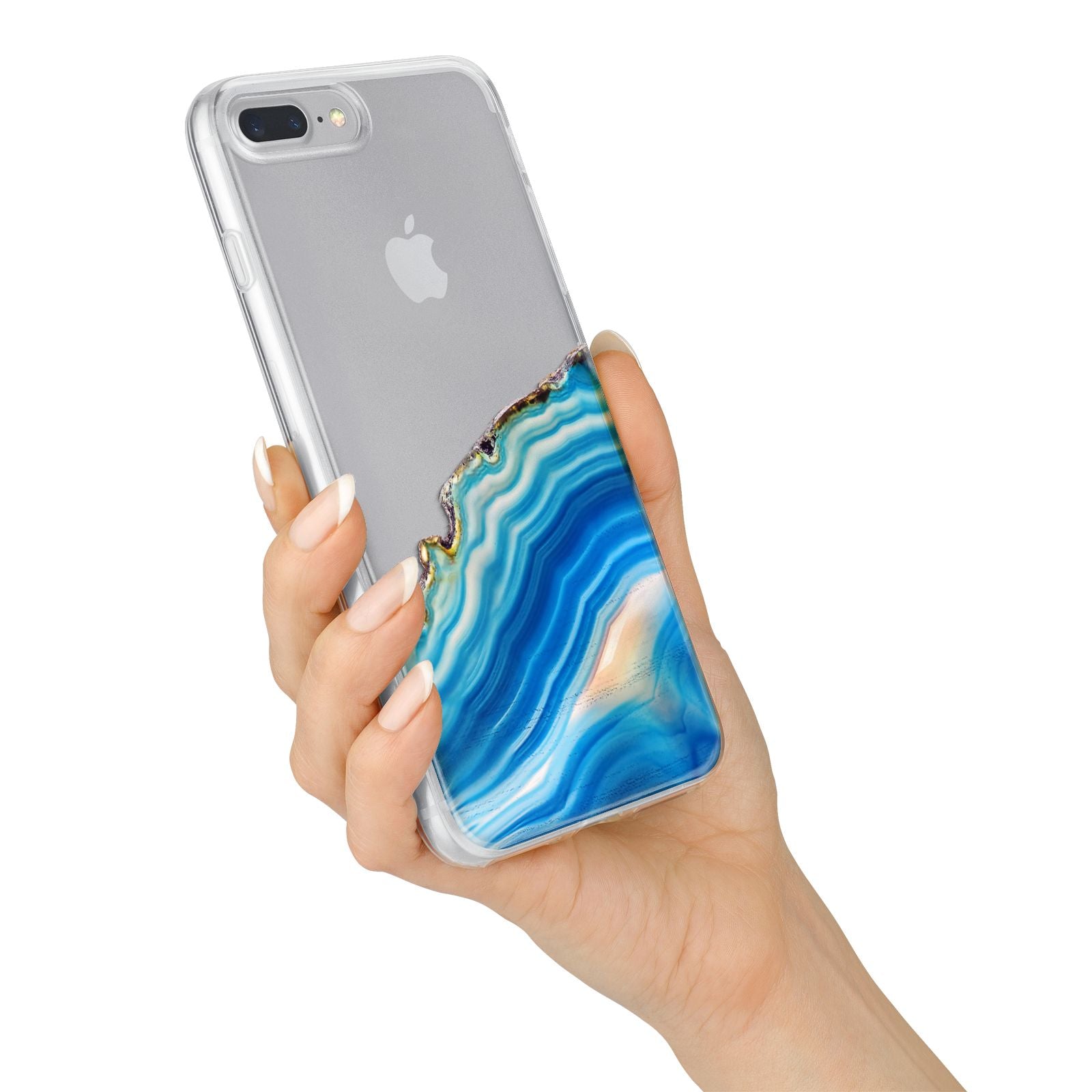 Agate Pale Blue and Bright Blue iPhone 7 Plus Bumper Case on Silver iPhone Alternative Image