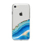 Agate Pale Blue and Bright Blue iPhone 8 Bumper Case on Silver iPhone