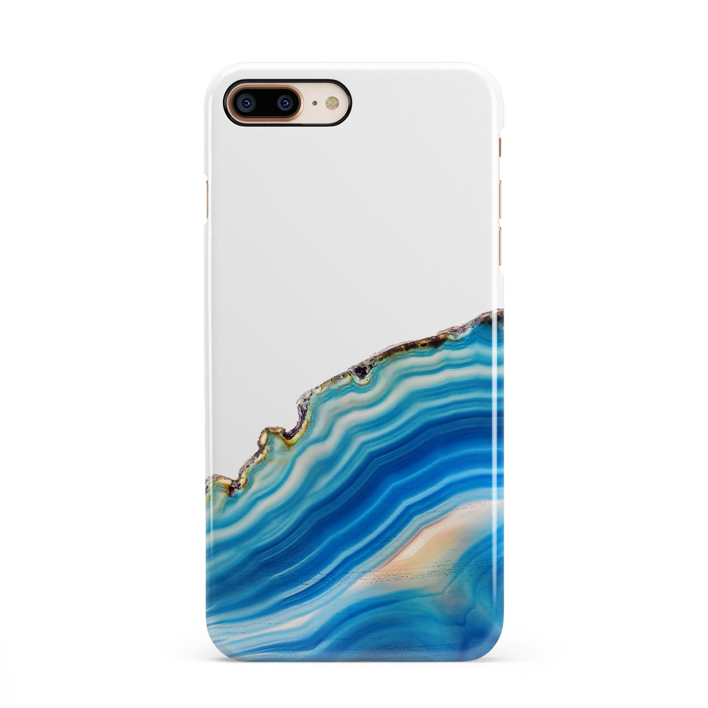 Agate Pale Blue and Bright Blue iPhone 8 Plus 3D Snap Case on Gold Phone