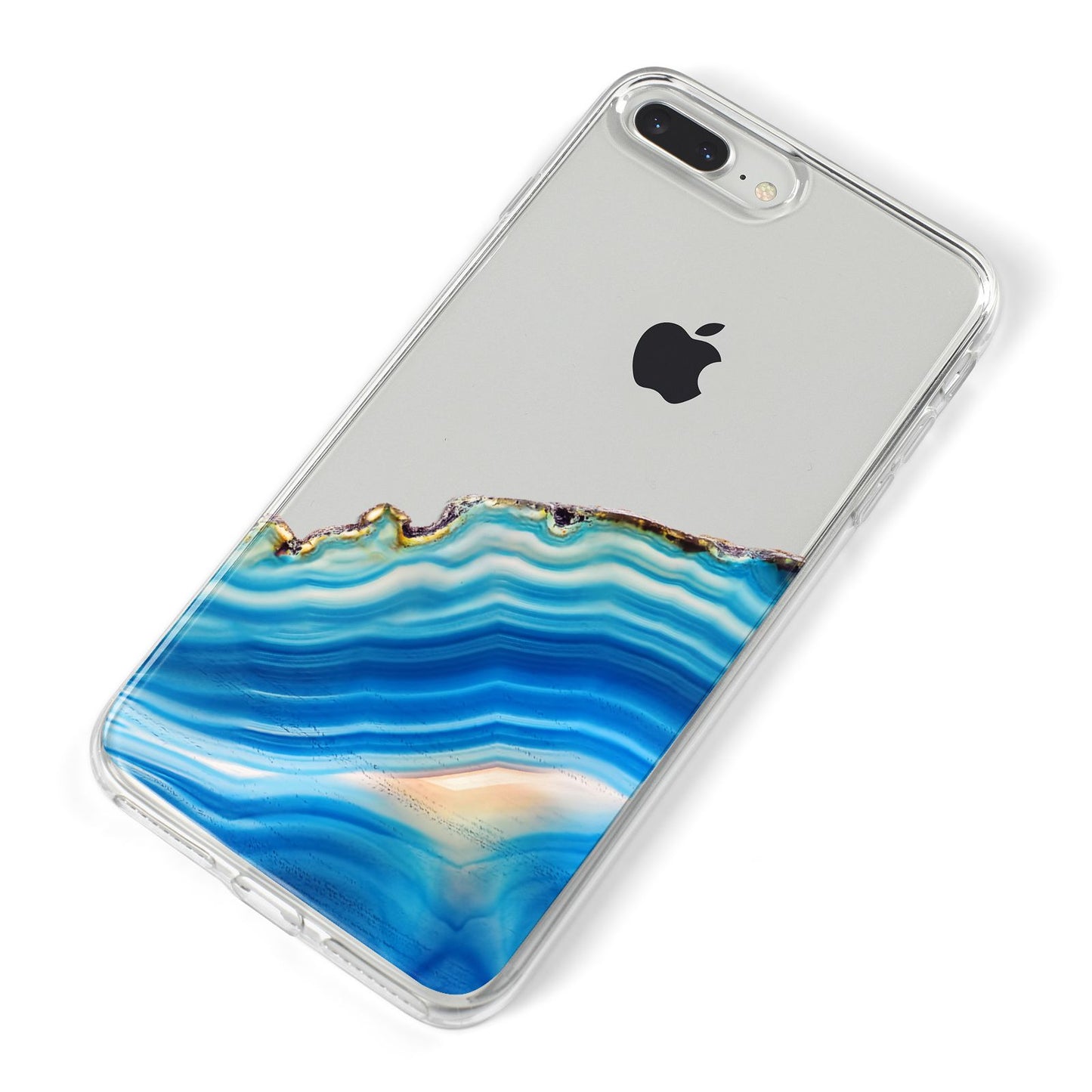 Agate Pale Blue and Bright Blue iPhone 8 Plus Bumper Case on Silver iPhone Alternative Image