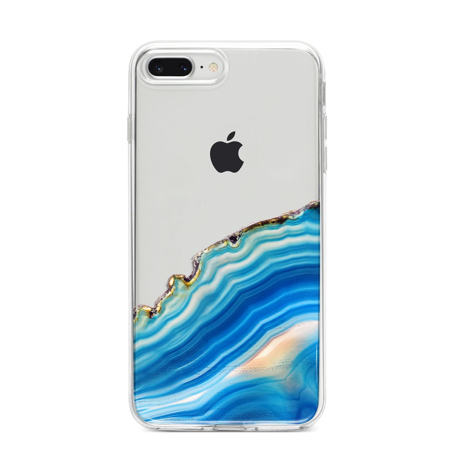 Agate Pale Blue and Bright Blue iPhone 8 Plus Bumper Case on Silver iPhone