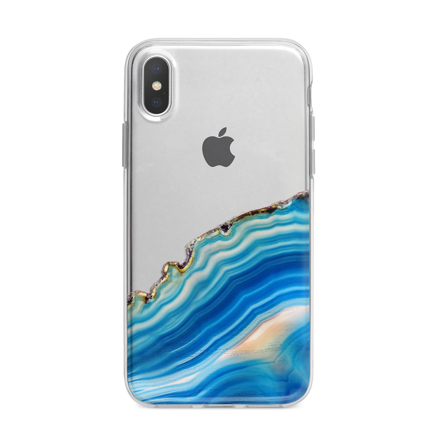 Agate Pale Blue and Bright Blue iPhone X Bumper Case on Silver iPhone Alternative Image 1