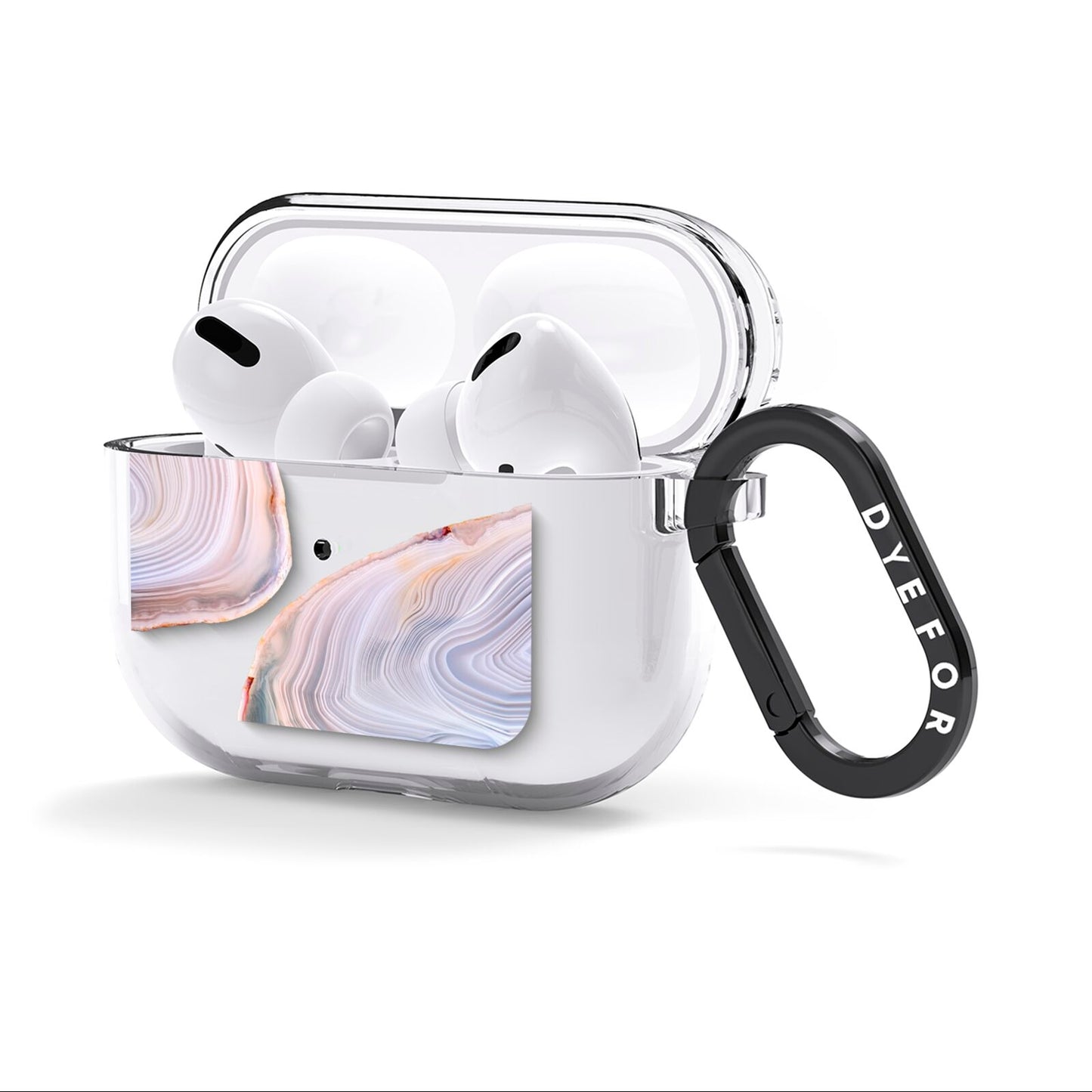 Agate Pale Pink and Blue AirPods Clear Case 3rd Gen Side Image