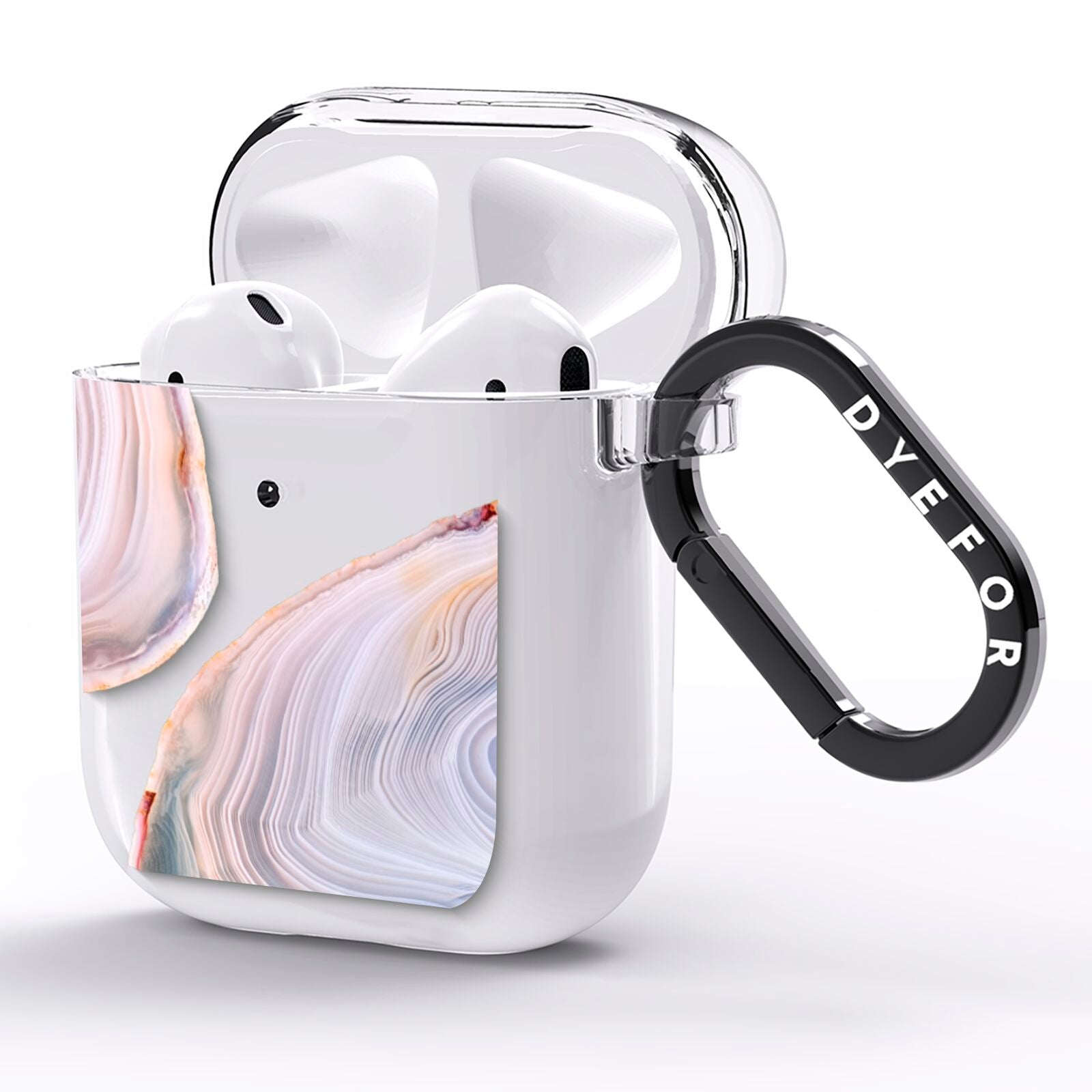 Agate Pale Pink and Blue AirPods Clear Case Side Image