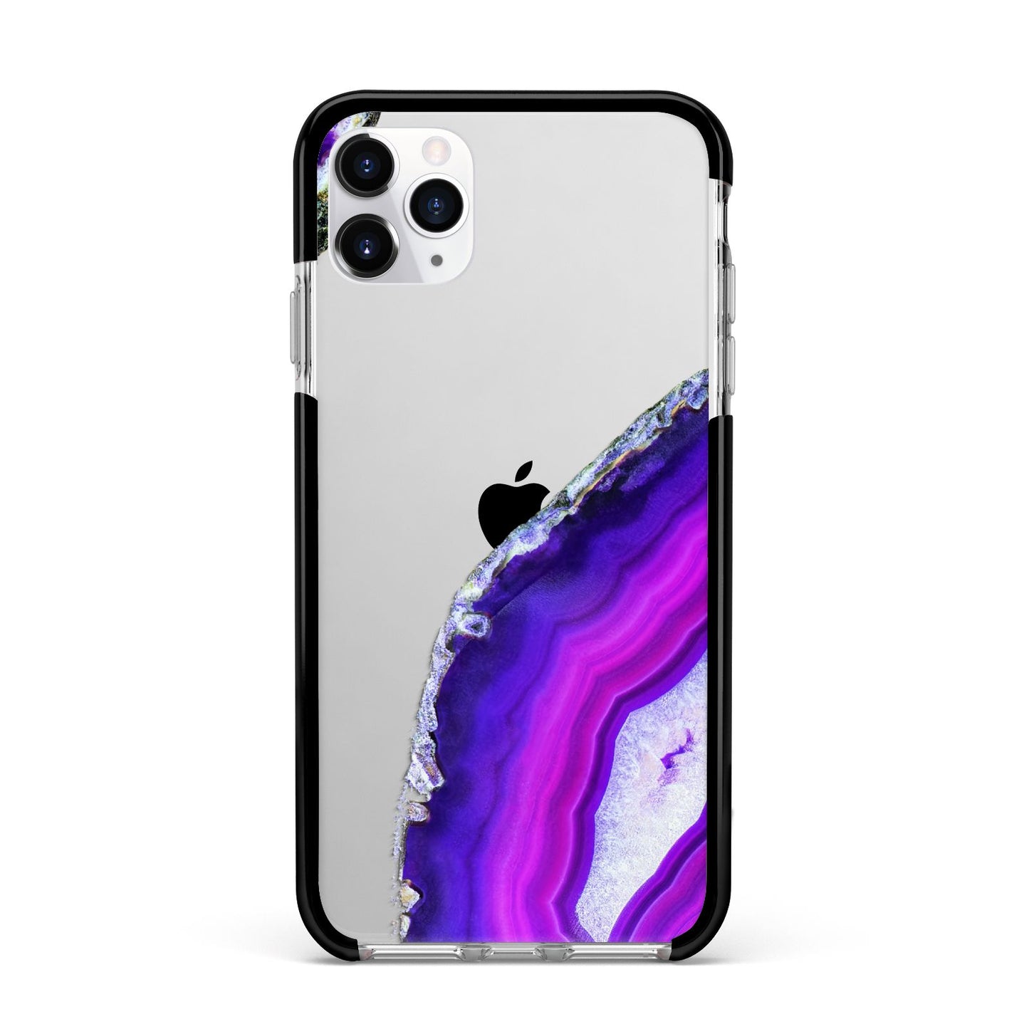 Agate Purple and Pink Apple iPhone 11 Pro Max in Silver with Black Impact Case