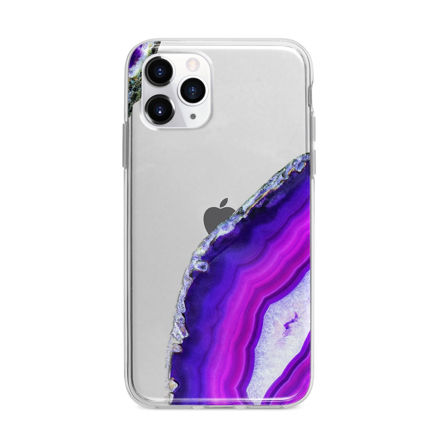 Agate Purple and Pink Apple iPhone 11 Pro Max in Silver with Bumper Case