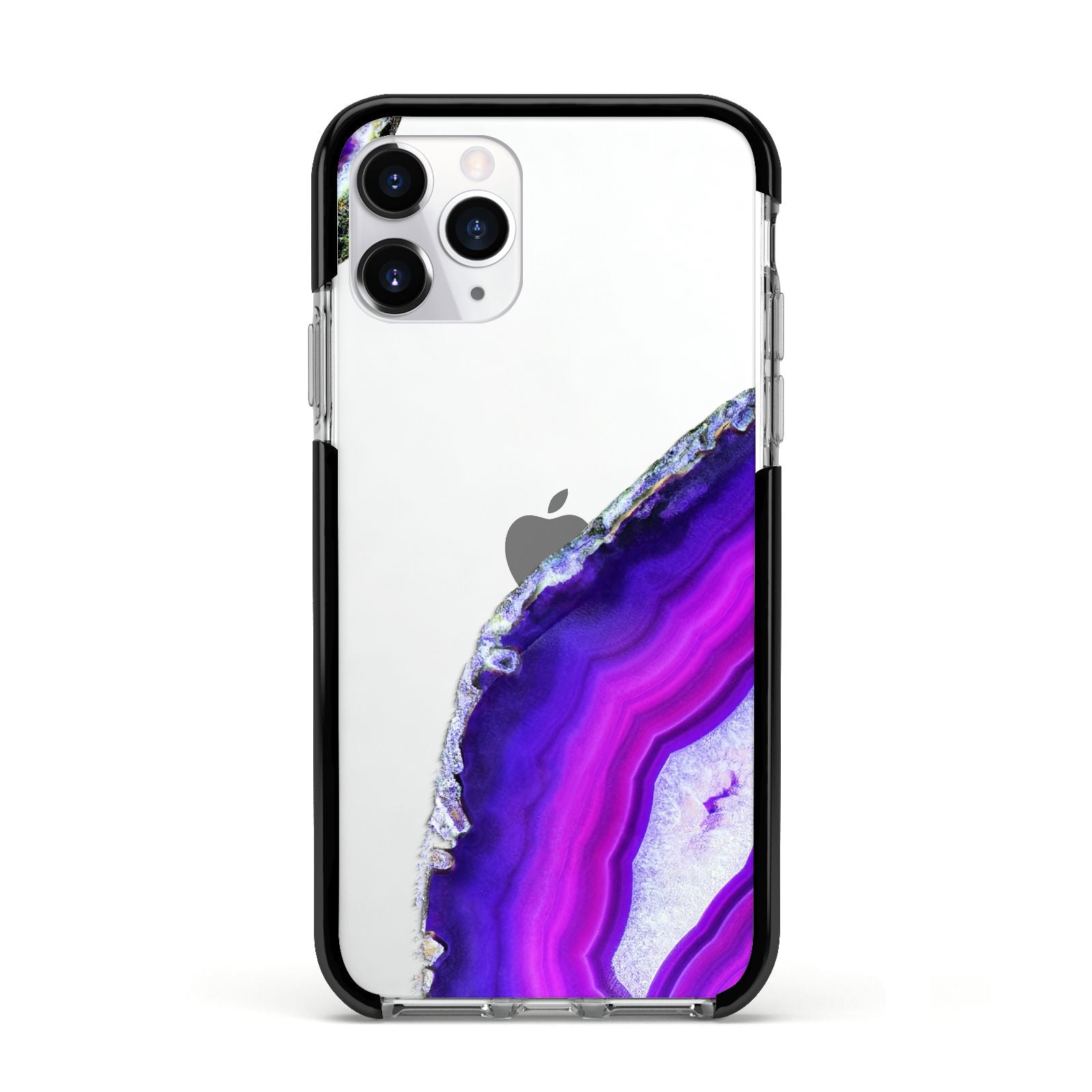 Agate Purple and Pink Apple iPhone 11 Pro in Silver with Black Impact Case