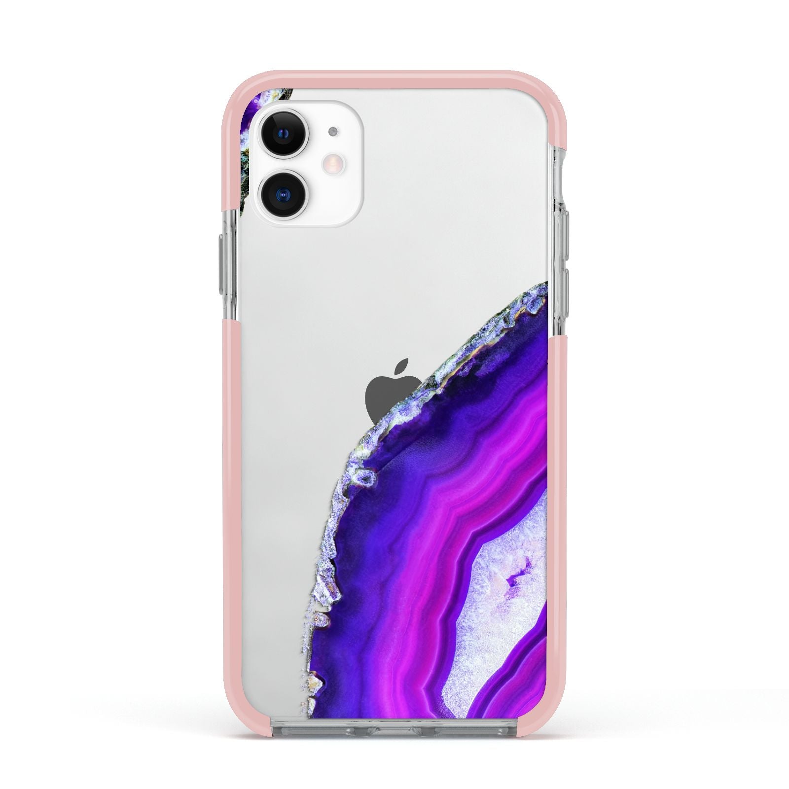 Agate Purple and Pink Apple iPhone 11 in White with Pink Impact Case