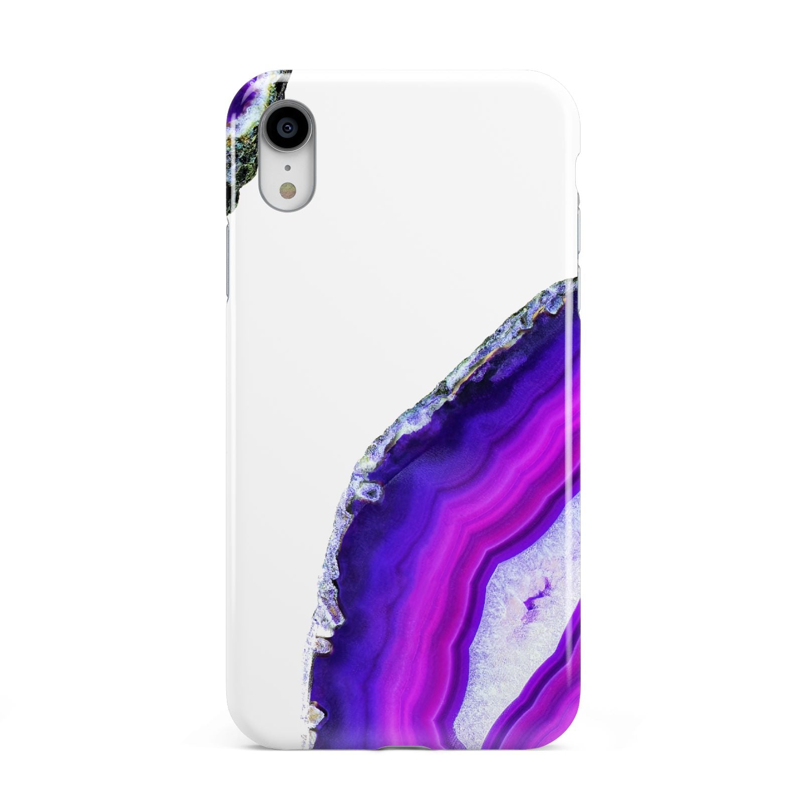 Agate Purple and Pink Apple iPhone XR White 3D Tough Case