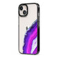 Agate Purple and Pink iPhone 13 Black Impact Case Side Angle on Silver phone