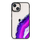 Agate Purple and Pink iPhone 13 Black Impact Case on Silver phone