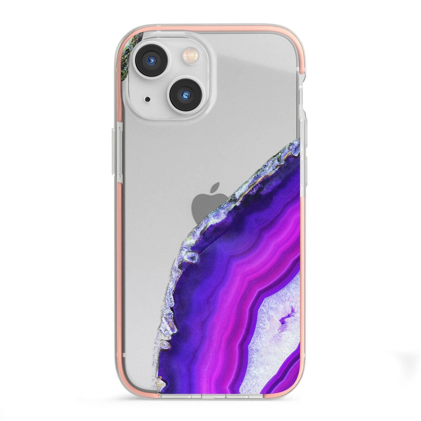 Agate Purple and Pink iPhone 13 Mini TPU Impact Case with Pink Edges