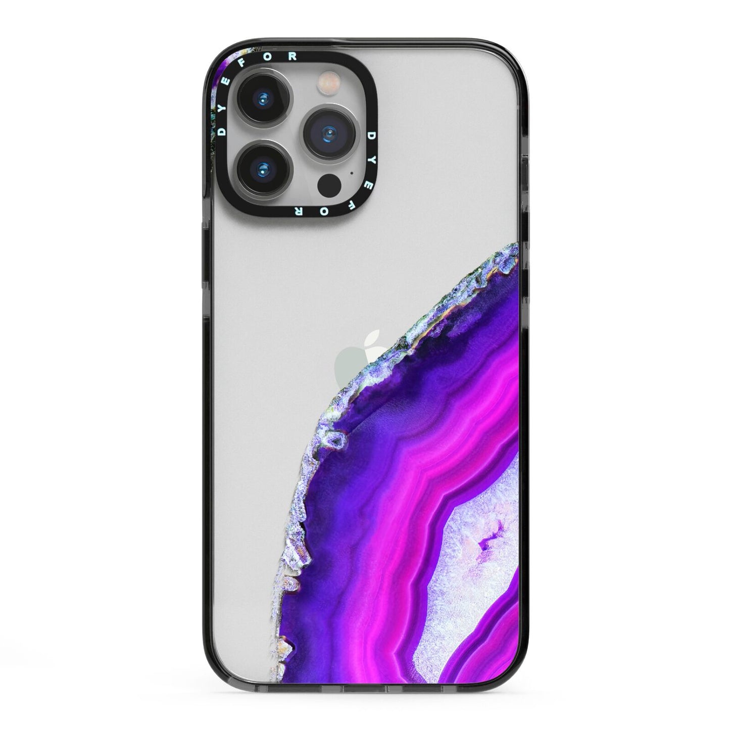 Agate Purple and Pink iPhone 13 Pro Max Black Impact Case on Silver phone