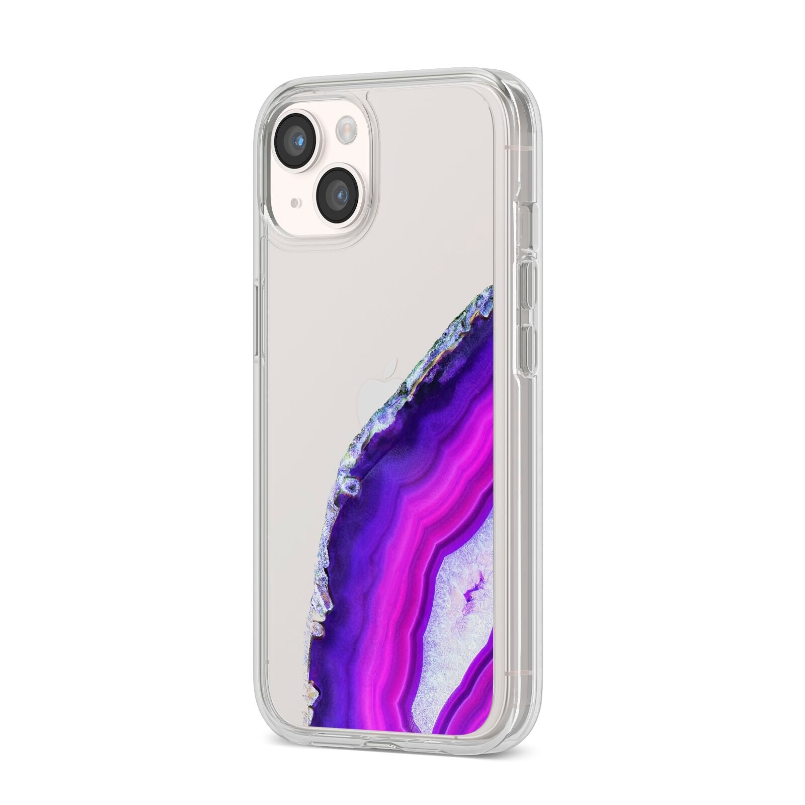 Agate Purple and Pink iPhone 14 Clear Tough Case Starlight Angled Image