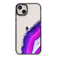 Agate Purple and Pink iPhone 14 Plus Black Impact Case on Silver phone