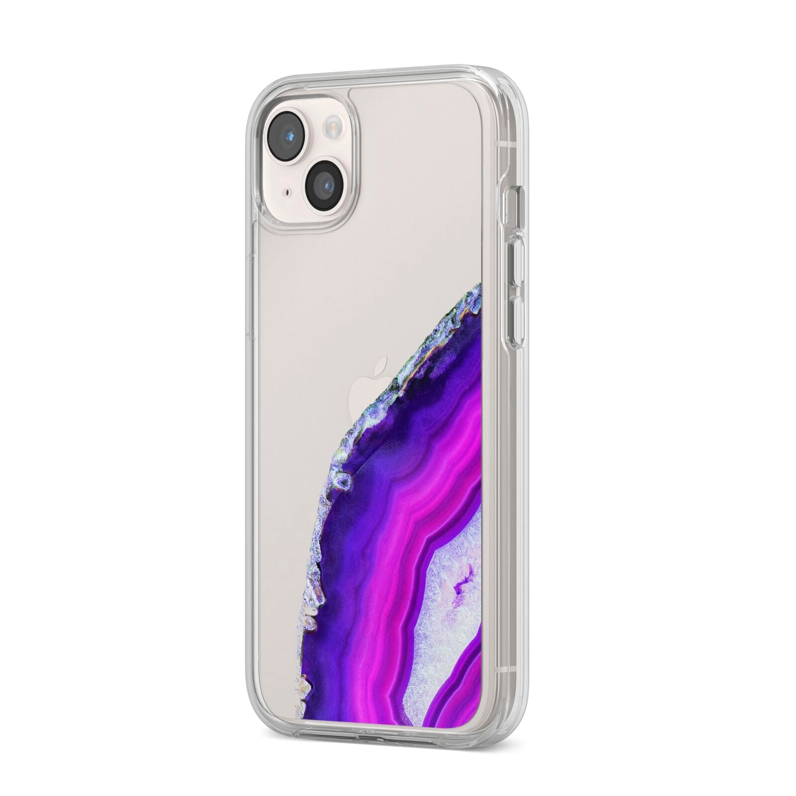 Agate Purple and Pink iPhone 14 Plus Clear Tough Case Starlight Angled Image