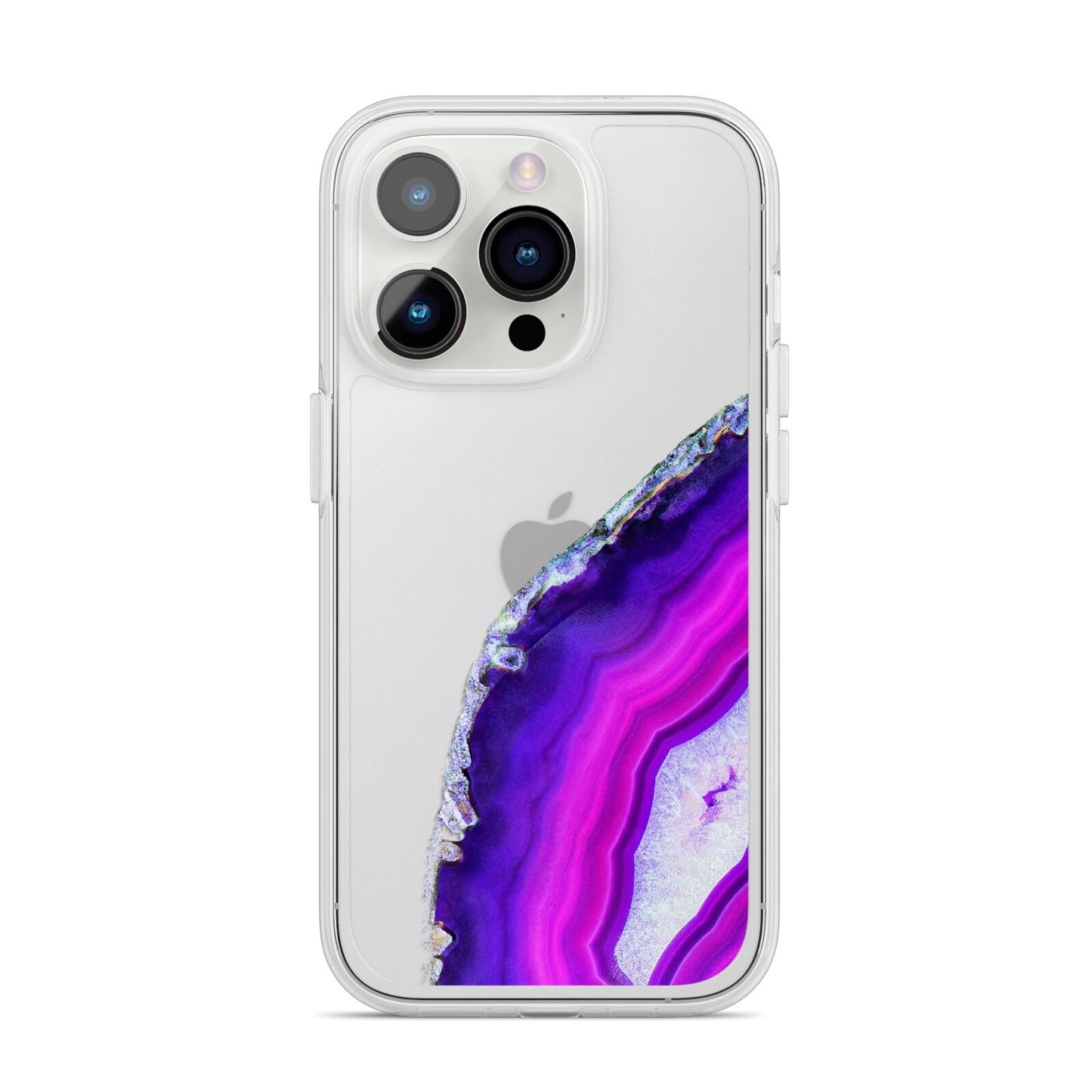 Agate Purple and Pink iPhone 14 Pro Clear Tough Case Silver