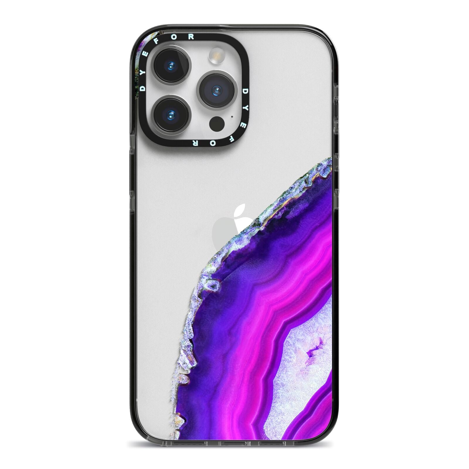Agate Purple and Pink iPhone 14 Pro Max Black Impact Case on Silver phone