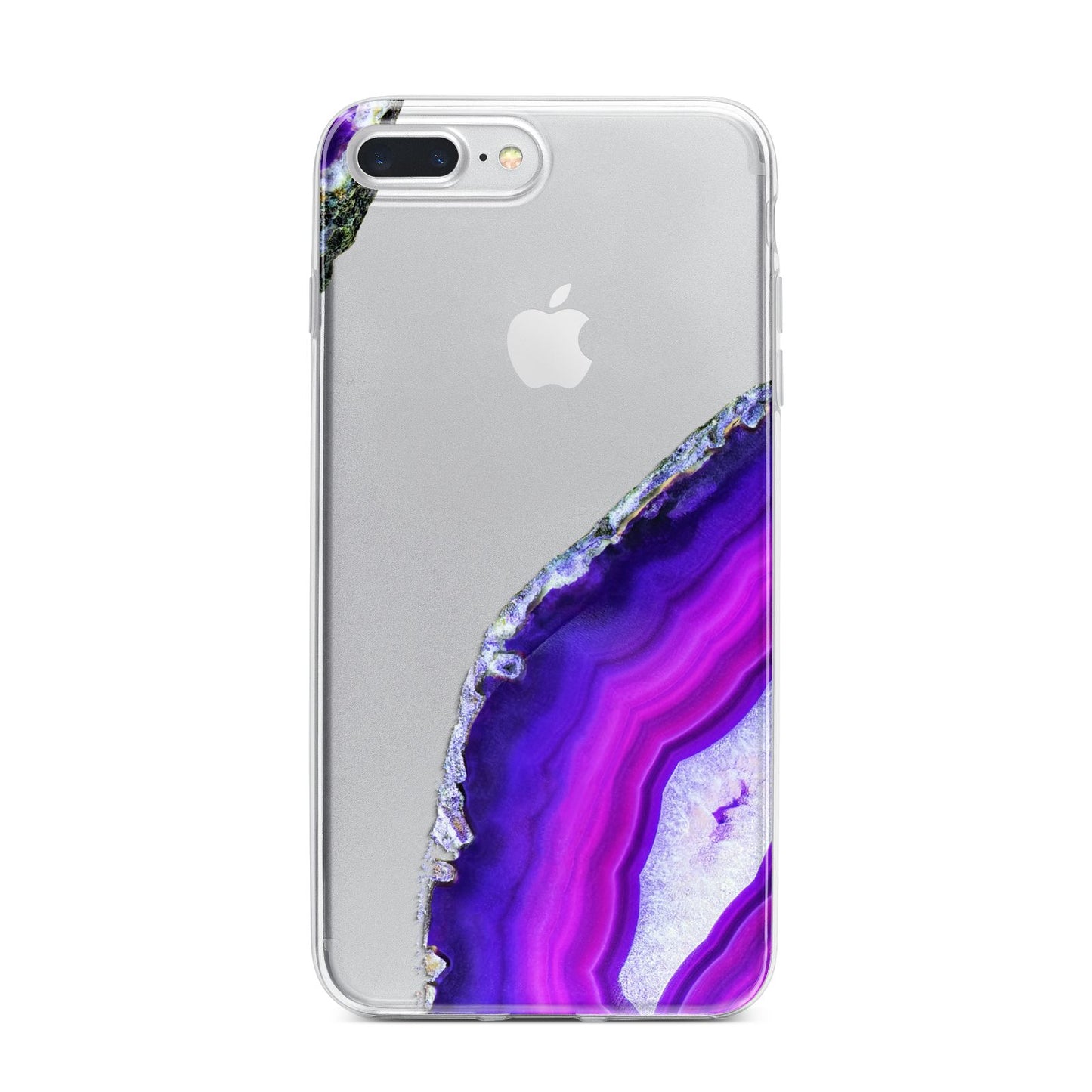 Agate Purple and Pink iPhone 7 Plus Bumper Case on Silver iPhone