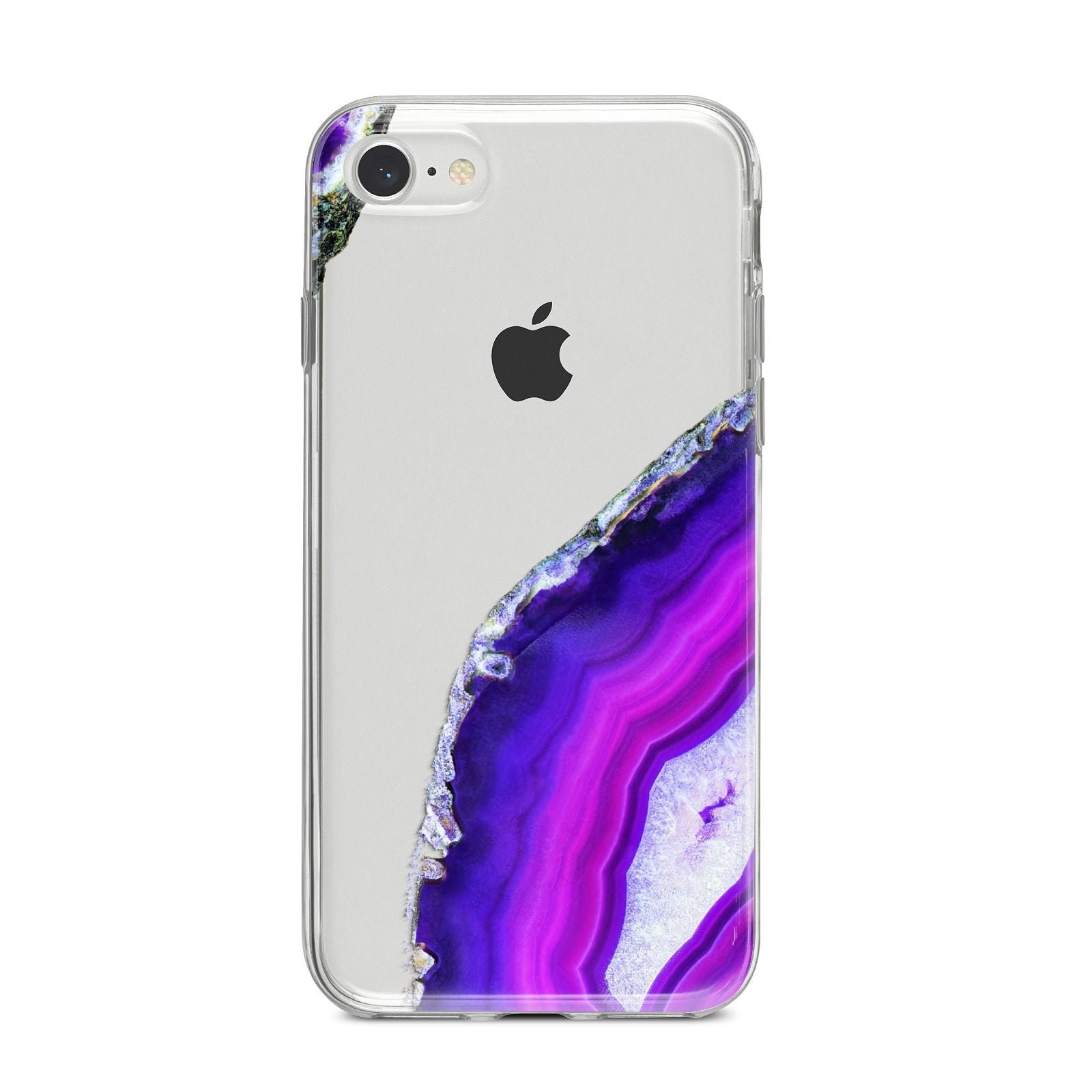 Agate Purple and Pink iPhone 8 Bumper Case on Silver iPhone