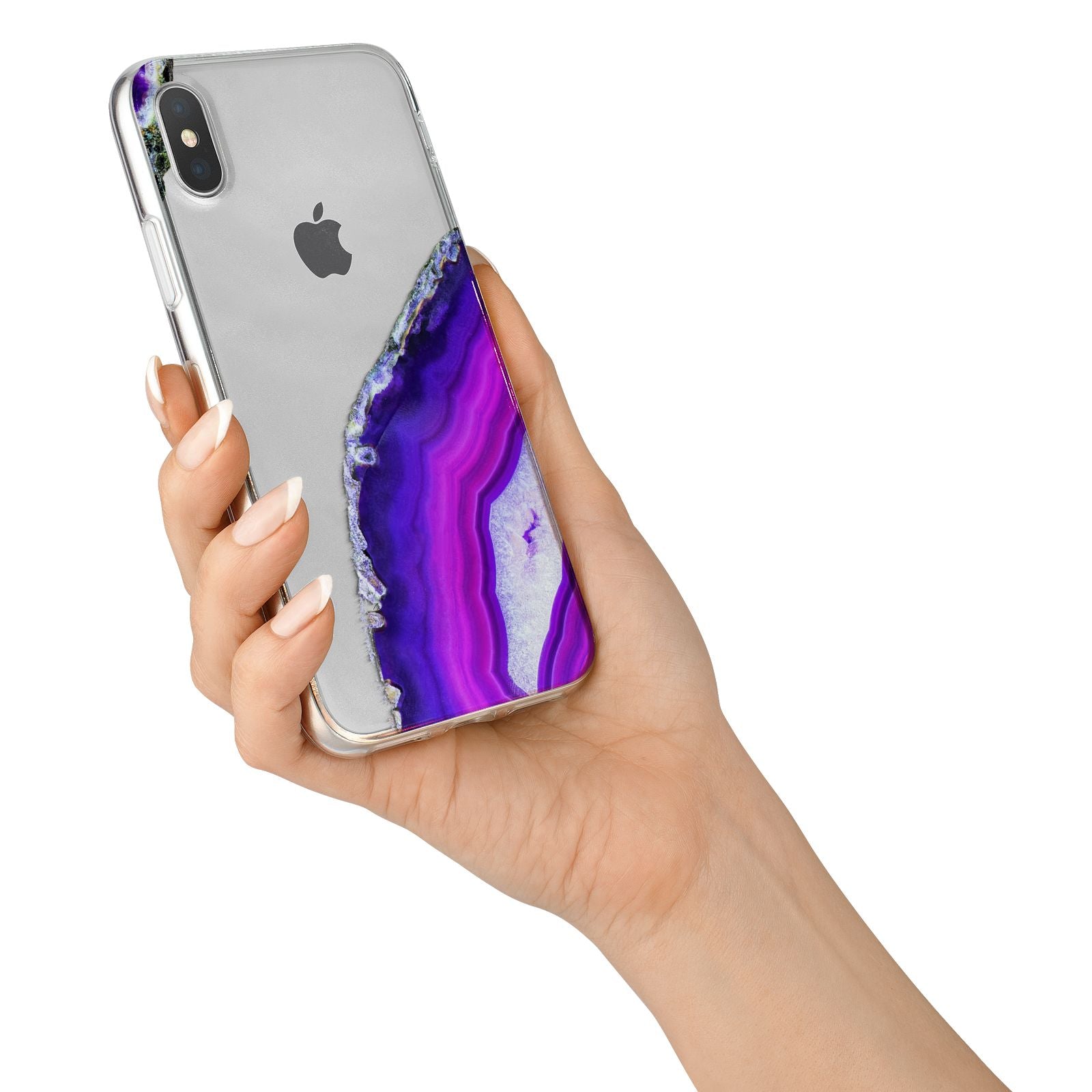 Agate Purple and Pink iPhone X Bumper Case on Silver iPhone Alternative Image 2