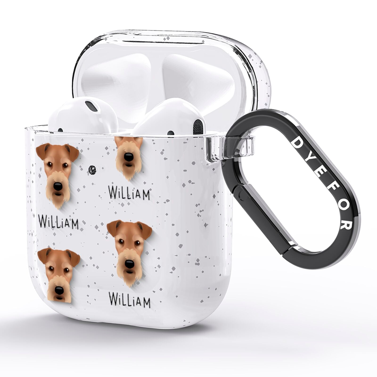 Airedale Terrier Icon with Name AirPods Glitter Case Side Image