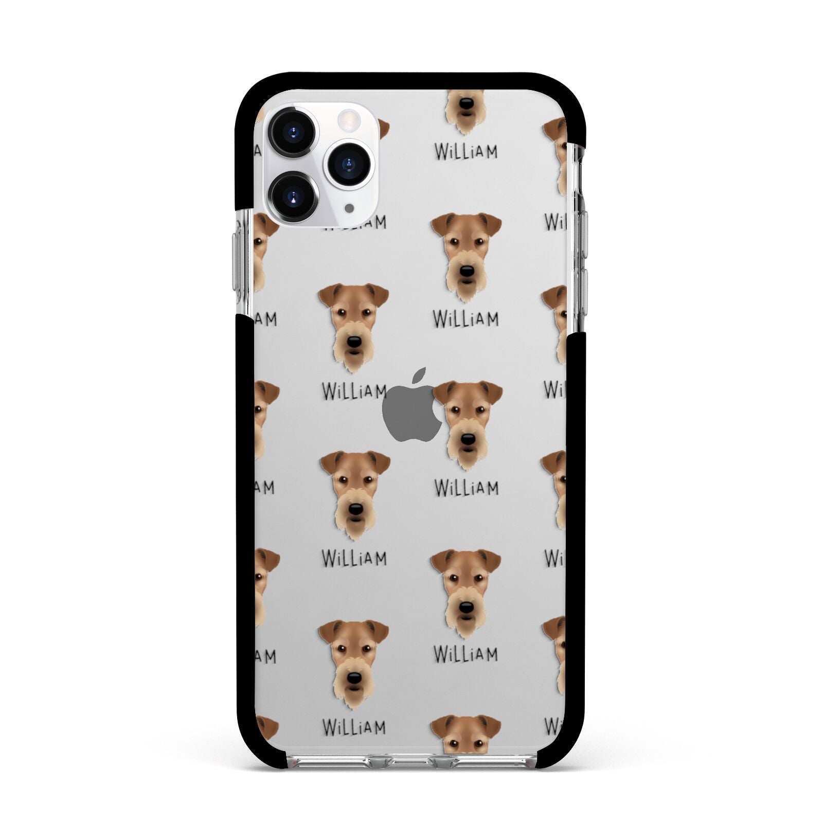 Airedale Terrier Icon with Name Apple iPhone 11 Pro Max in Silver with Black Impact Case