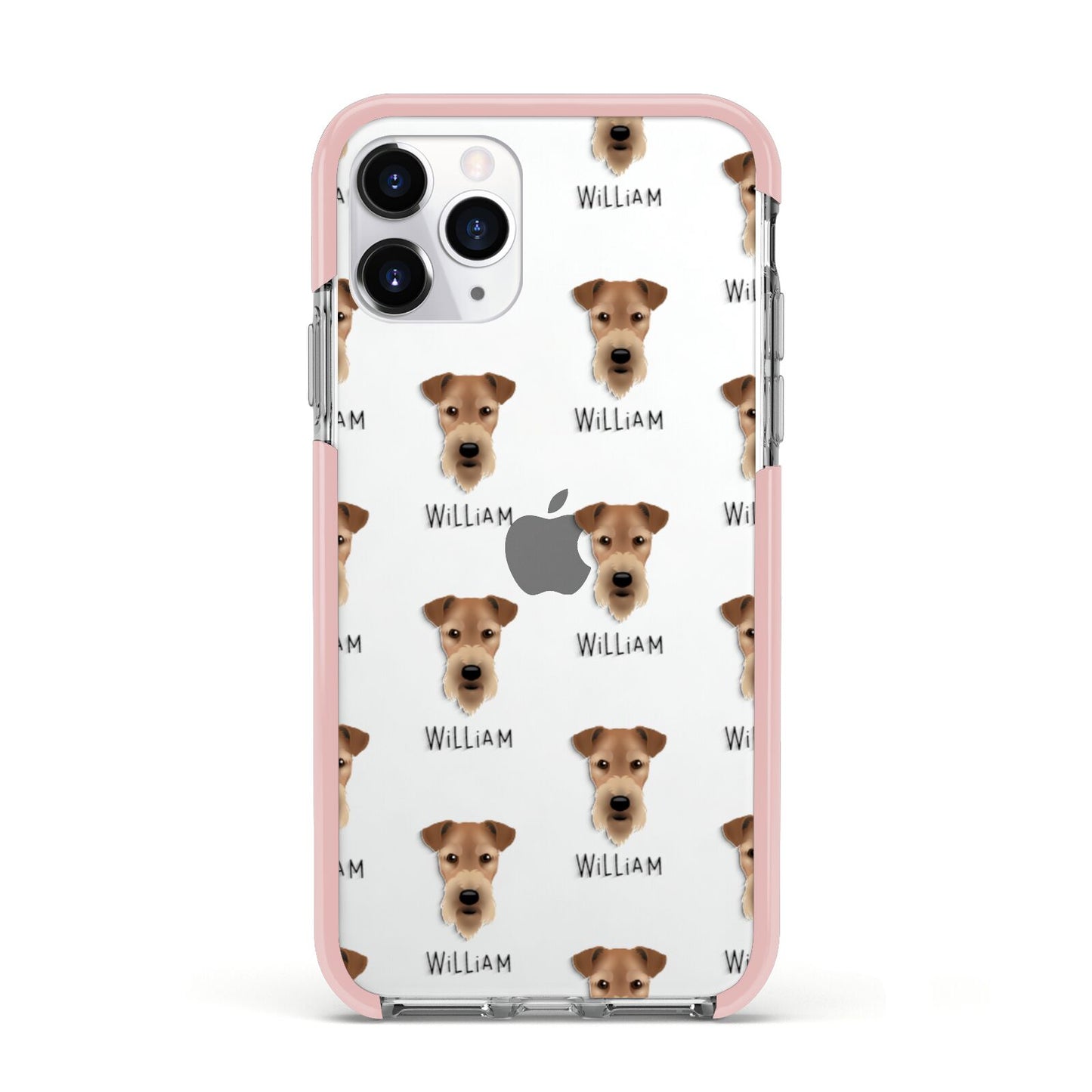 Airedale Terrier Icon with Name Apple iPhone 11 Pro in Silver with Pink Impact Case