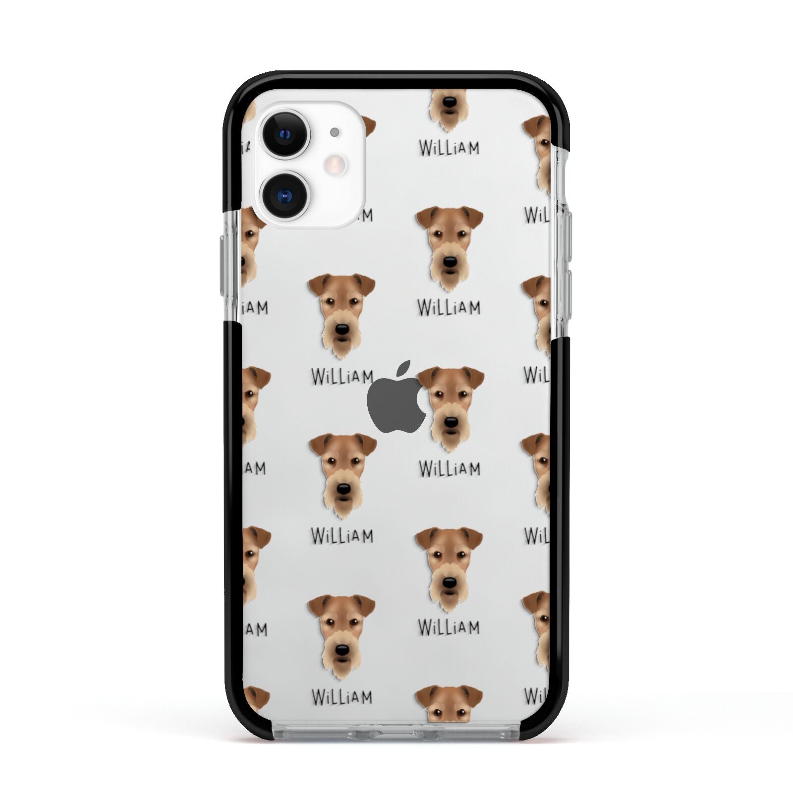 Airedale Terrier Icon with Name Apple iPhone 11 in White with Black Impact Case