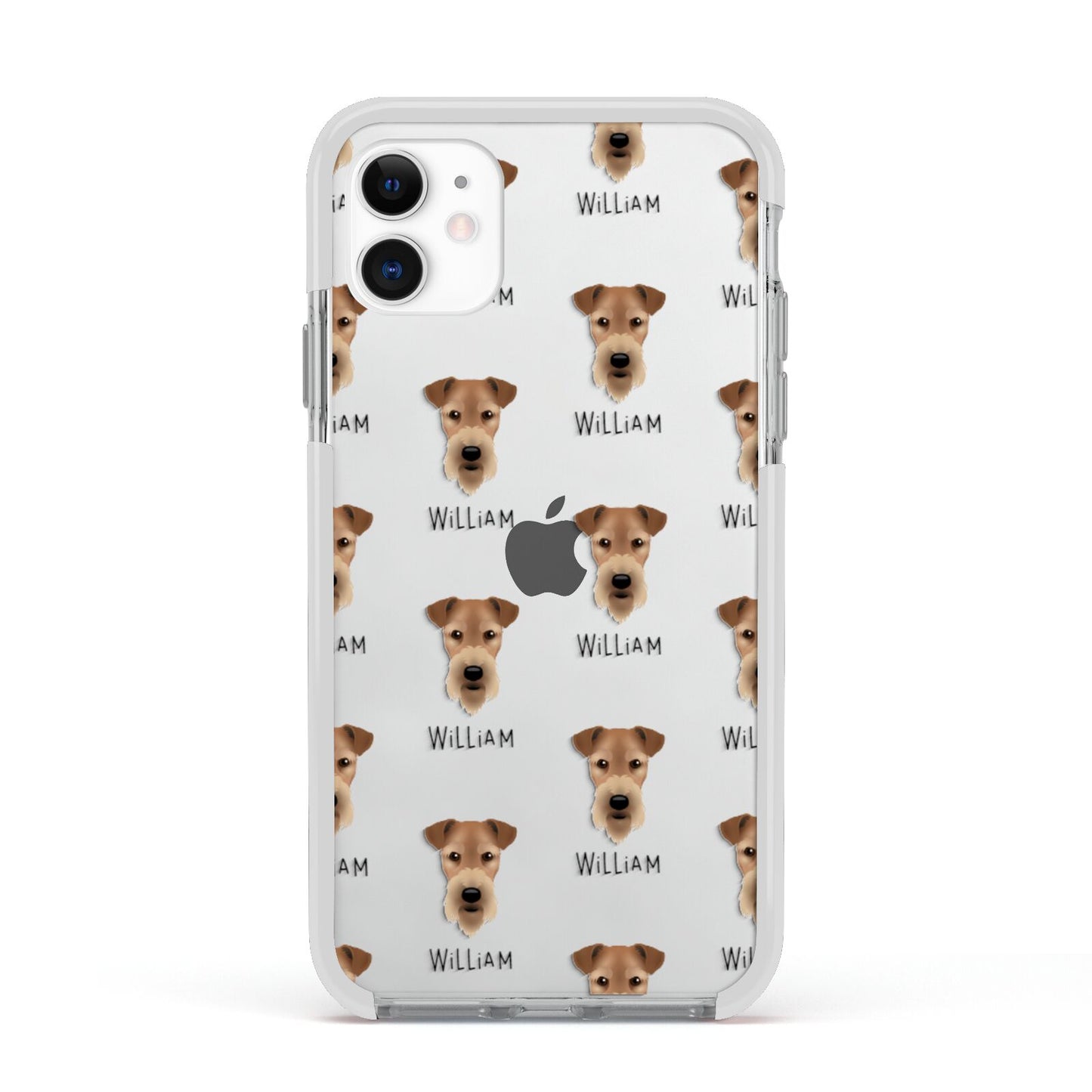 Airedale Terrier Icon with Name Apple iPhone 11 in White with White Impact Case