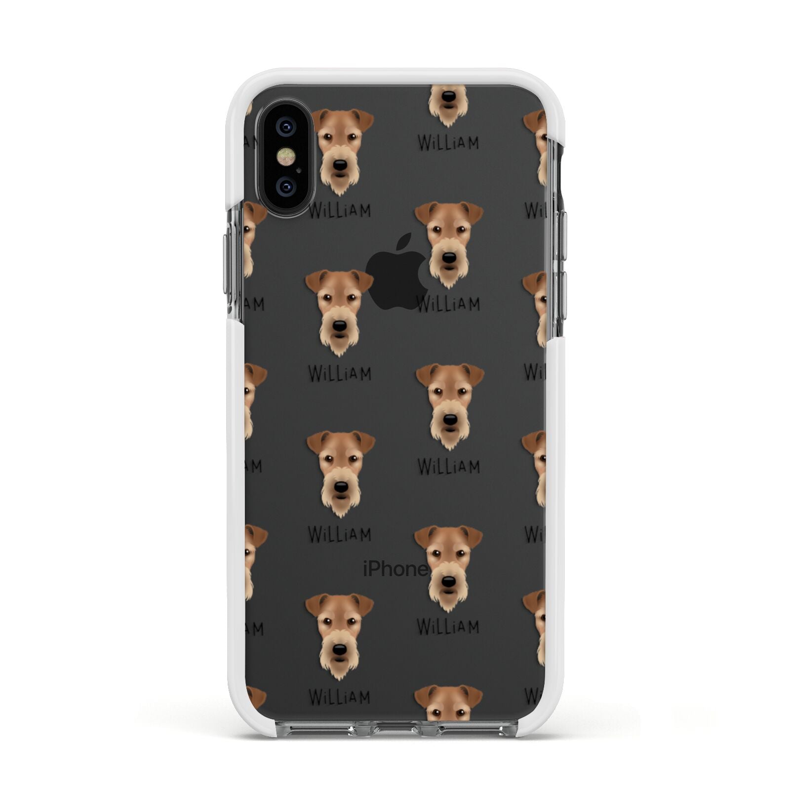 Airedale Terrier Icon with Name Apple iPhone Xs Impact Case White Edge on Black Phone