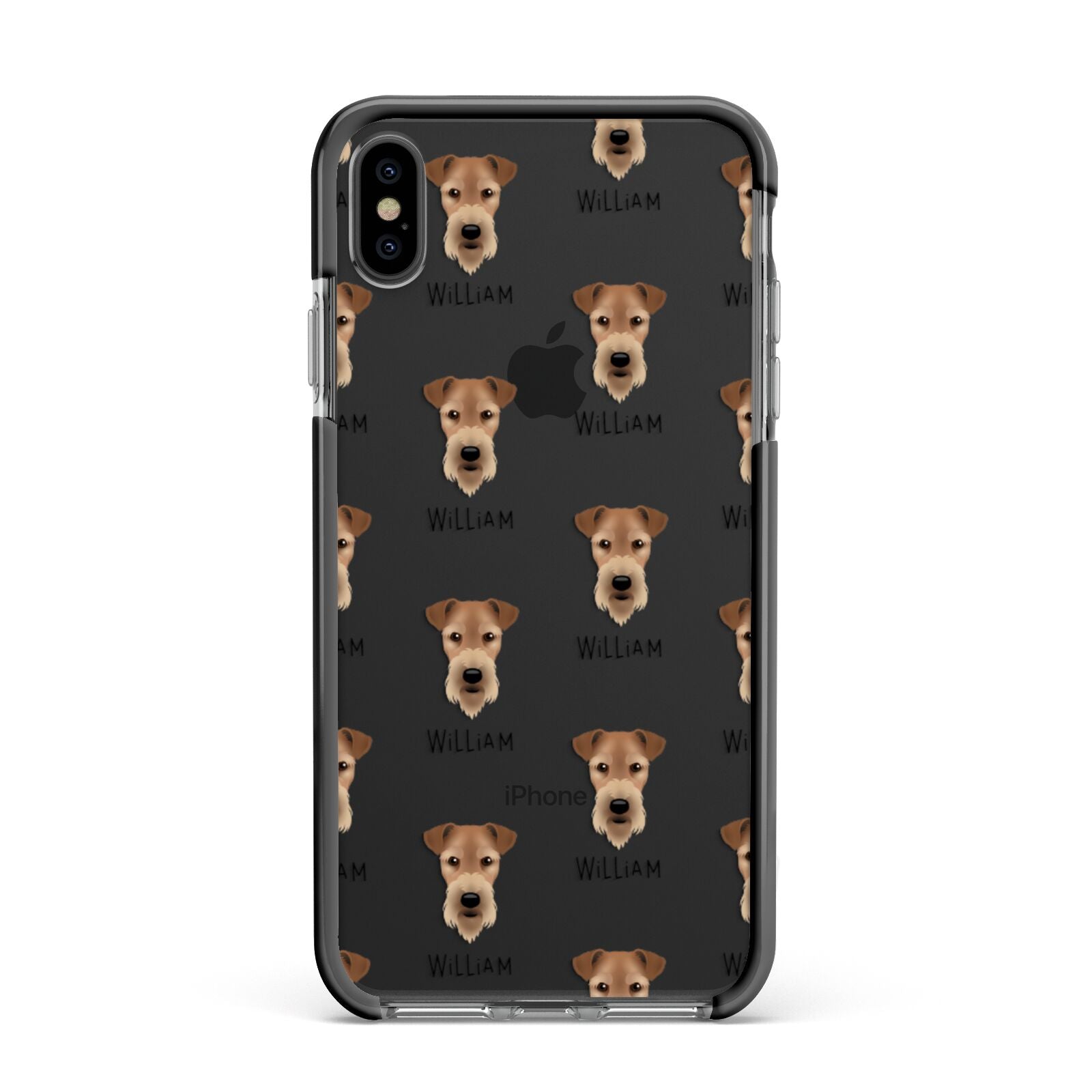 Airedale Terrier Icon with Name Apple iPhone Xs Max Impact Case Black Edge on Black Phone