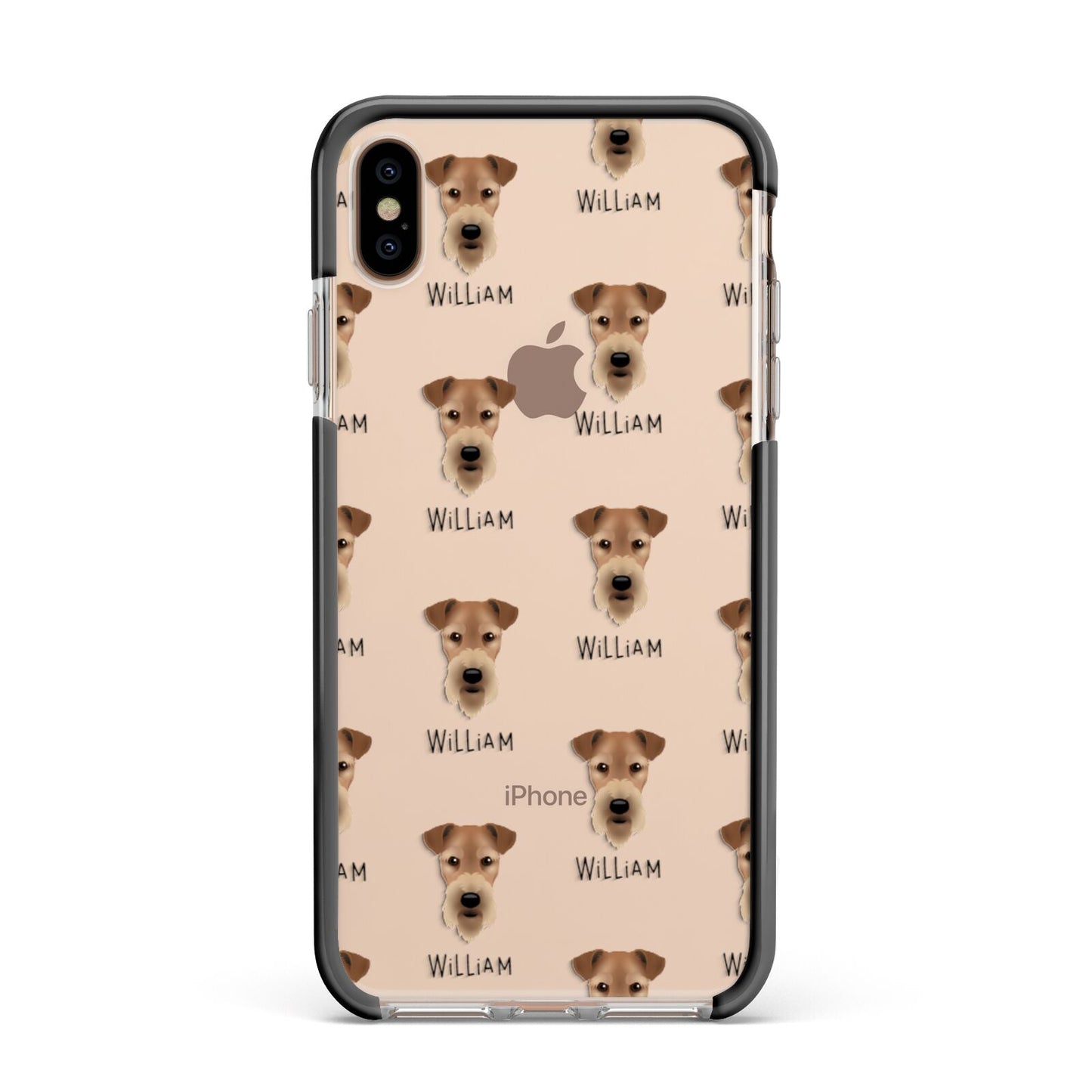 Airedale Terrier Icon with Name Apple iPhone Xs Max Impact Case Black Edge on Gold Phone