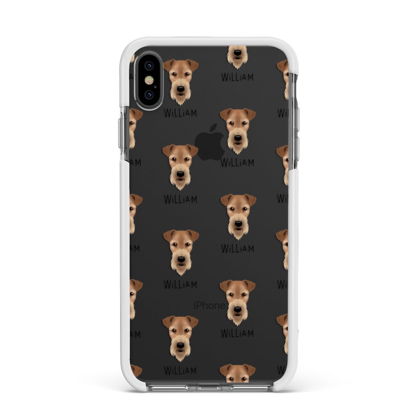 Airedale Terrier Icon with Name Apple iPhone Xs Max Impact Case White Edge on Black Phone