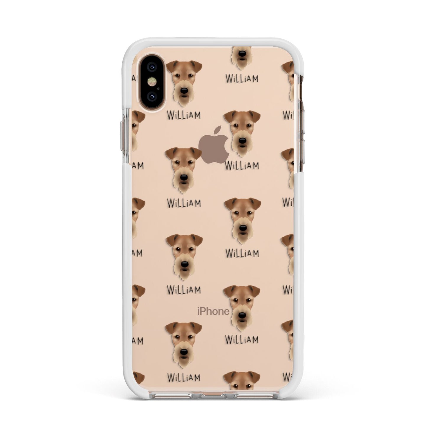 Airedale Terrier Icon with Name Apple iPhone Xs Max Impact Case White Edge on Gold Phone