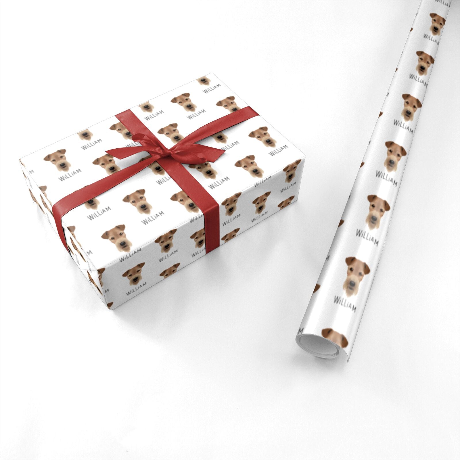 Airedale Terrier Icon with Name Personalised Wrapping Paper