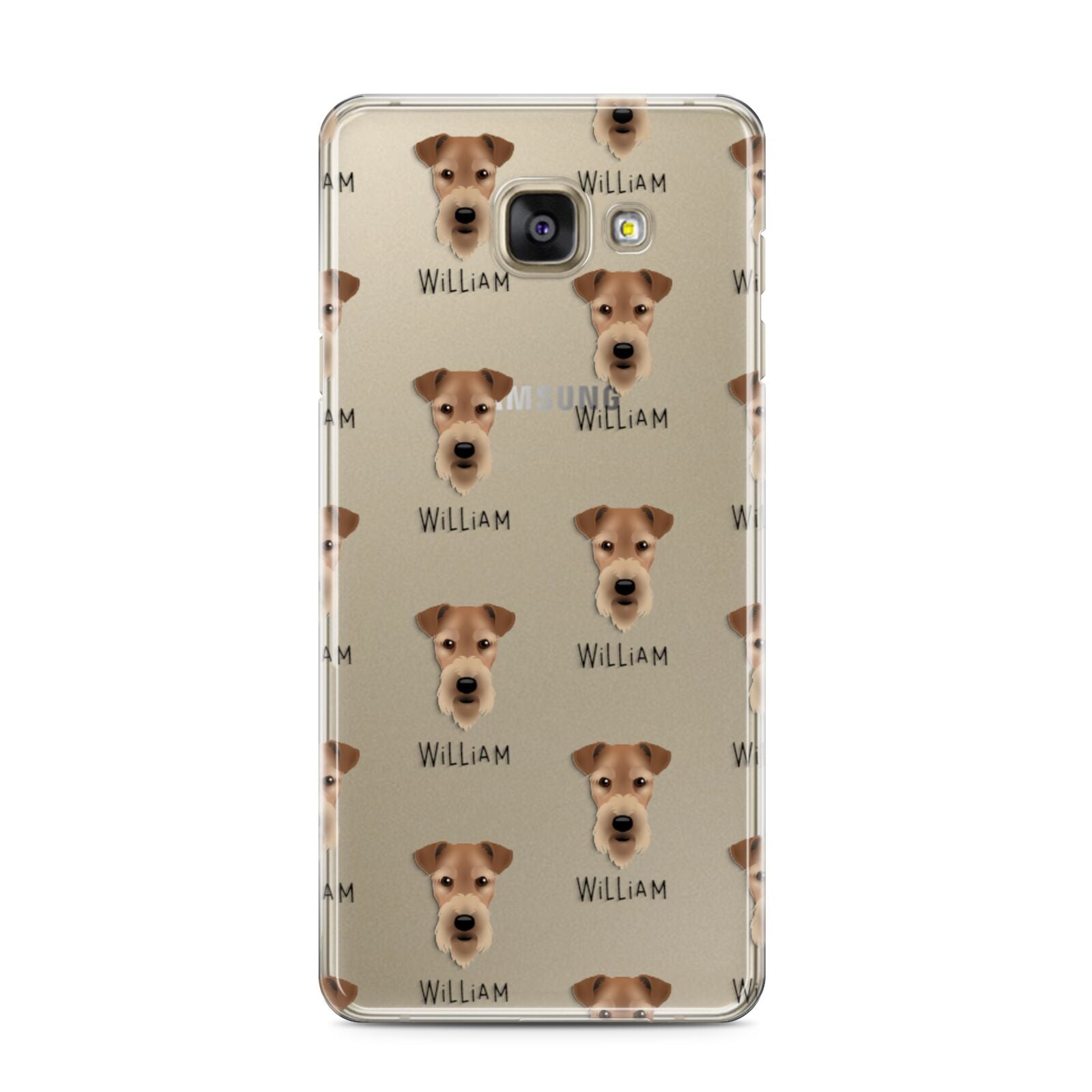 Airedale Terrier Icon with Name Samsung Galaxy A3 2016 Case on gold phone